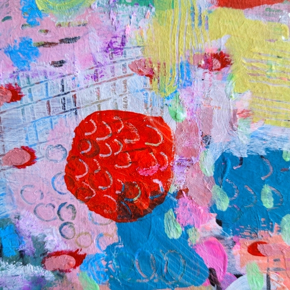 Original Abstract Shapes Painting Acrylic on Fine Art Paper, 9x12" - Picture 3 of 6